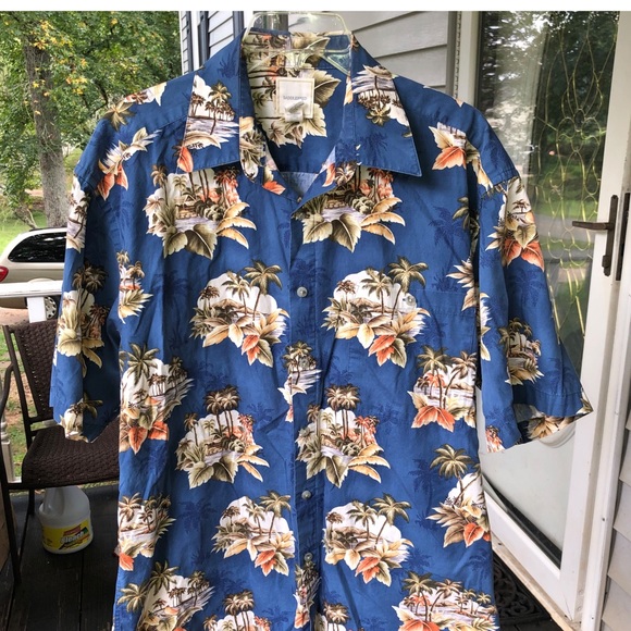 Mens saddlebred Hawaiian shirt size large short sleeve beach swimming button up - Picture 2 of 8